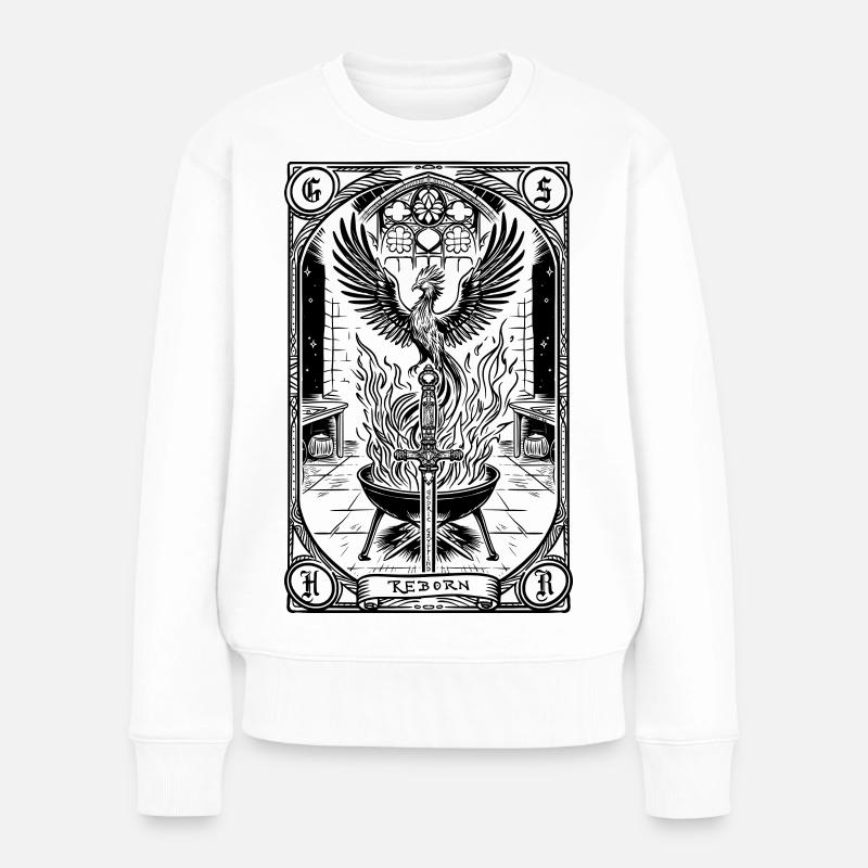 Die Wiedergeburt des Tarot-Phönix - Frauen Premium Bio Pullover - Weiß