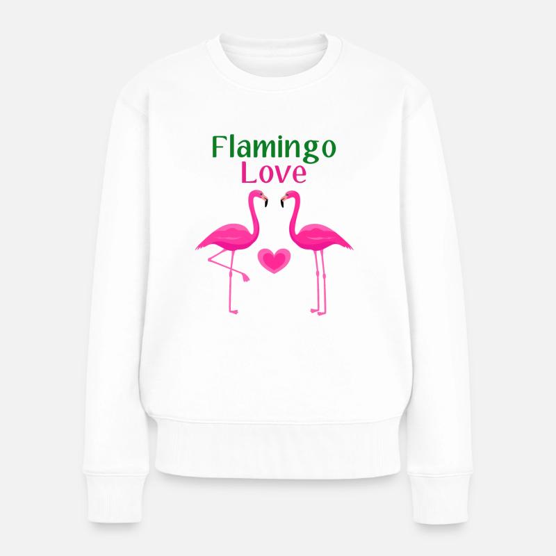 Flamingo Liebe - Frauen Premium Bio Pullover - Weiß