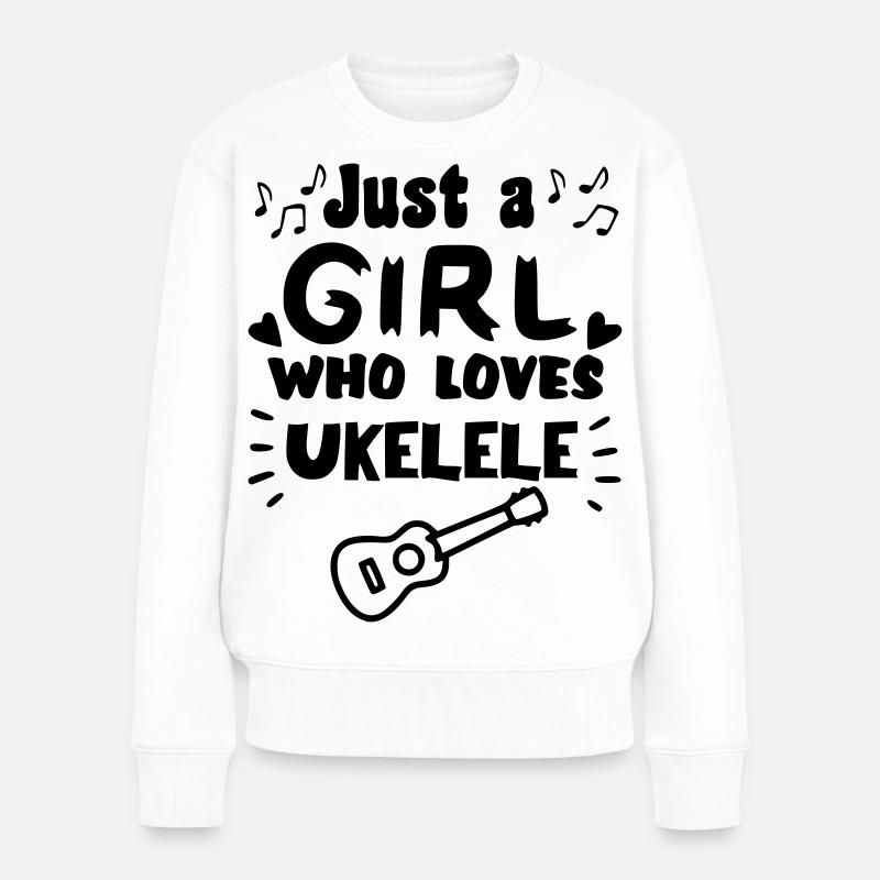Nur ein Mädchen, das wirklich gerne Ukulele spielt * - Frauen Premium Bio Pullover - Weiß