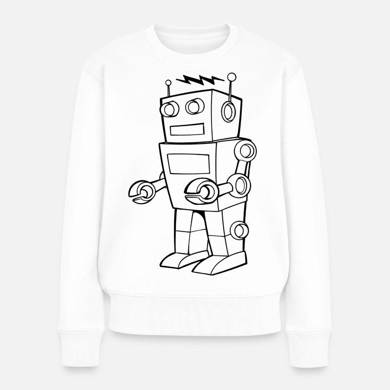 Robot Vintage Croquis Design - Pull Premium bio Femme - blanc