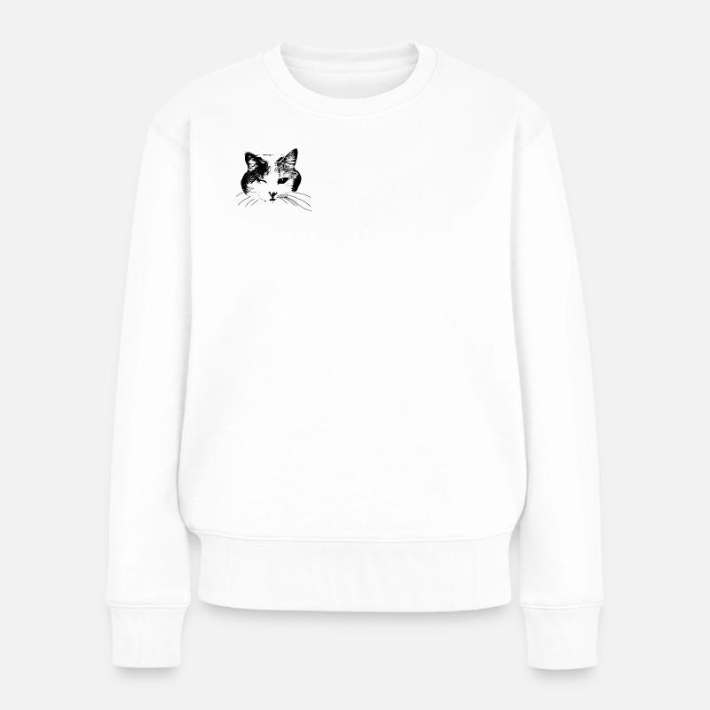 Kätzchen zwinkert - Frauen Premium Bio Pullover - Weiß