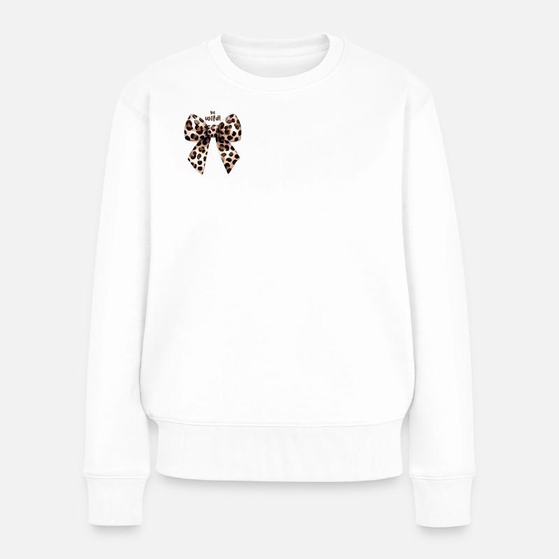 Be Wild Leopard Bow - Women's Premium Organic Jumper - white