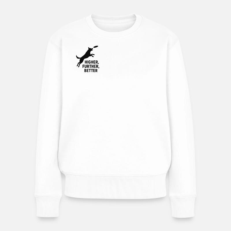 Hundensprung Frisbee - Frauen Premium Bio Pullover - Weiß