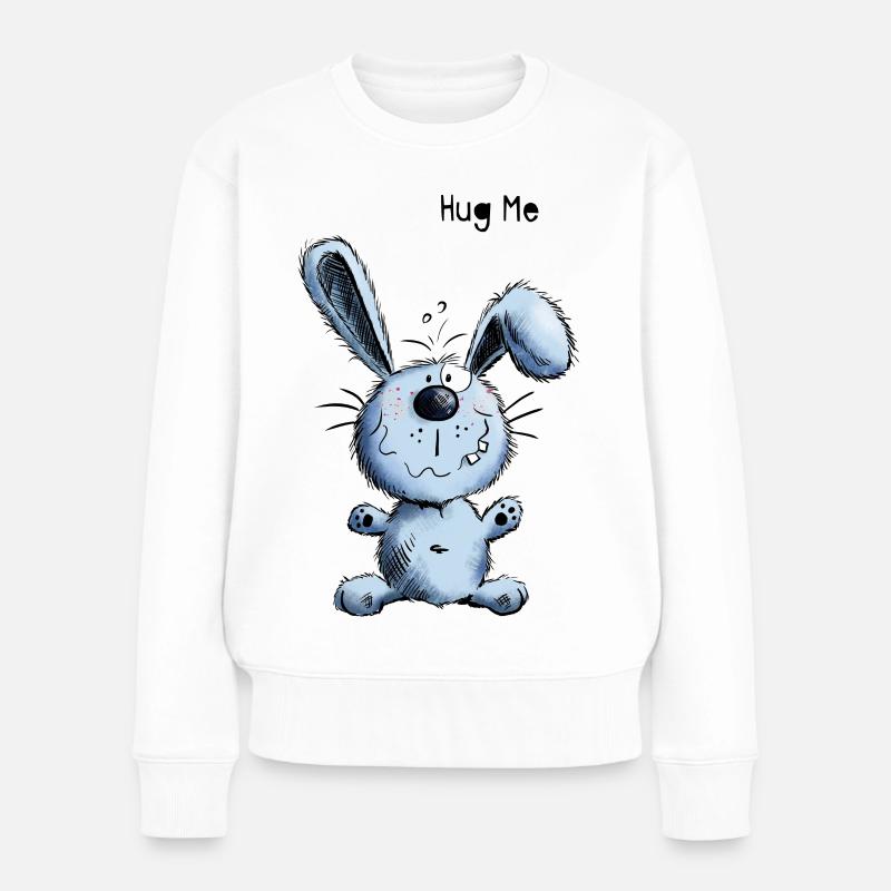 Hug Me Hase - Frauen Premium Bio Pullover - Weiß