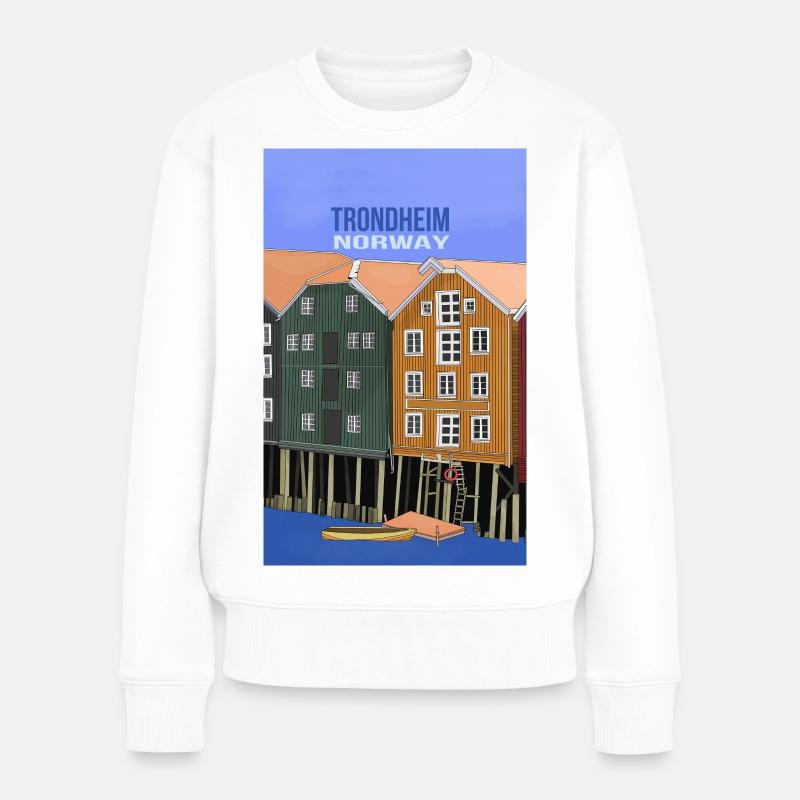 Trondheim Norwegen - Frauen Premium Bio Pullover - Weiß