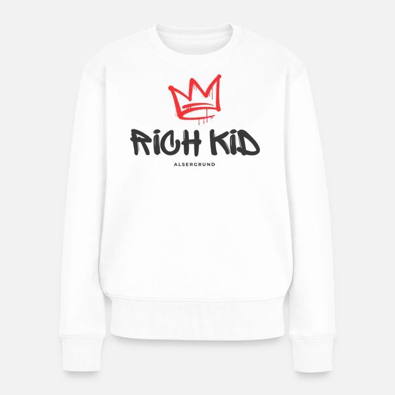 Rich Kid Alsergrund - Frauen Premium Bio Pullover - Weiß