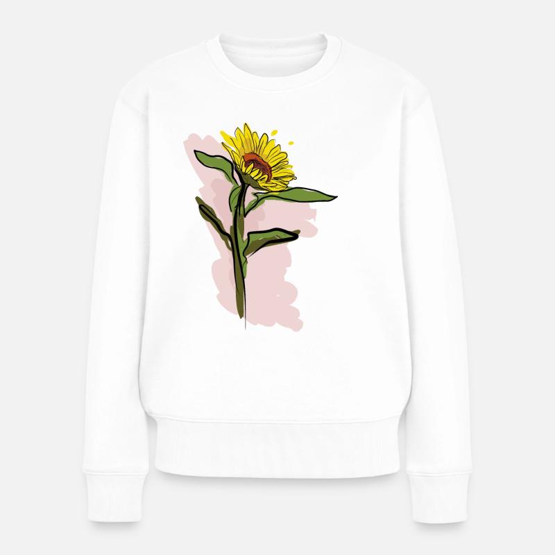Sonnenblume - Frauen Premium Bio Pullover - Weiß