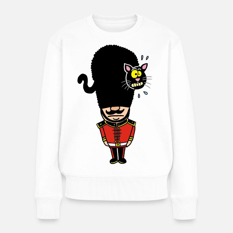Garde royal anglais et son chat-chapeau - Pull Premium bio Femme - blanc