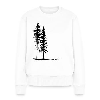 Silhouettes de deux grands arbres dans la forêt - Pull Premium bio Femme - blanc - Devant - Julia (174cm)