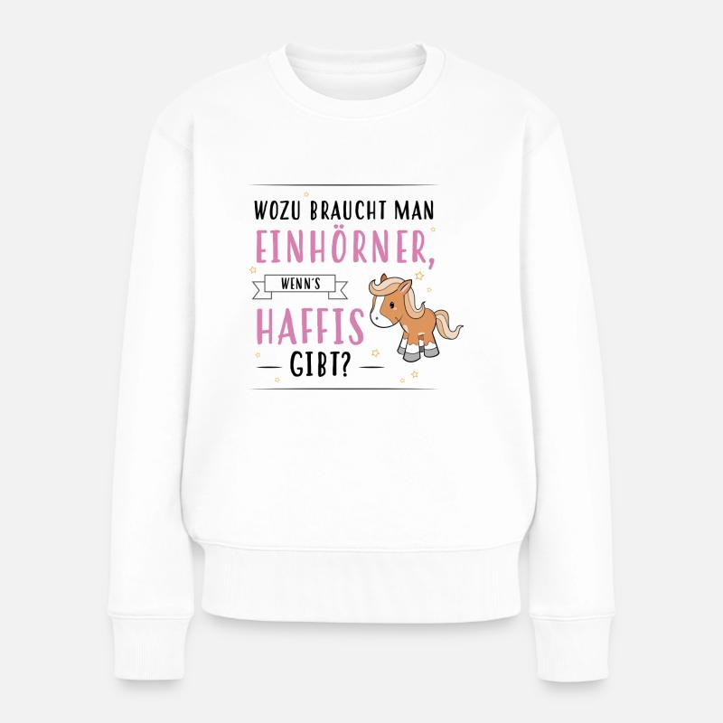 Wozu Einhörner Haflinger - Frauen Premium Bio Pullover - Weiß