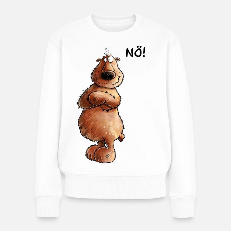 Nö Bär I Nein I Wildtier I Statement - Frauen Premium Bio Pullover - Weiß