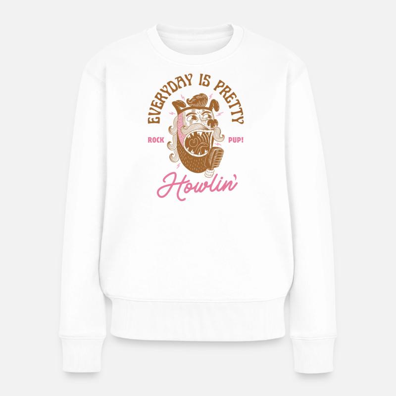 Everyday is Howlin' – Rock’n’Roll Dog - Pull Premium bio Femme - blanc