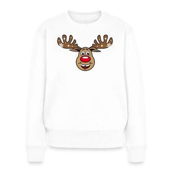 54 Hirsch Rudolph Frohe Weihnachten süß - Frauen Premium Bio Pullover - Weiß - Vorne - Julia (174cm)