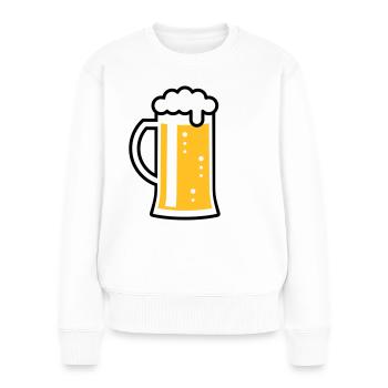 Chope de bière (Bière / Chope de bière / Verre à bière / L / 2C) - Pull Premium bio Femme - blanc - Devant - Julia (174cm)