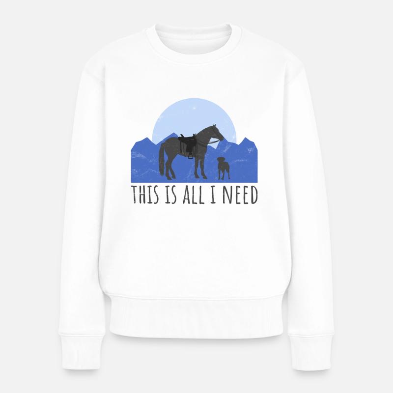 Hund und Pferd - Westernreiter - Frauen Premium Bio Pullover - Weiß