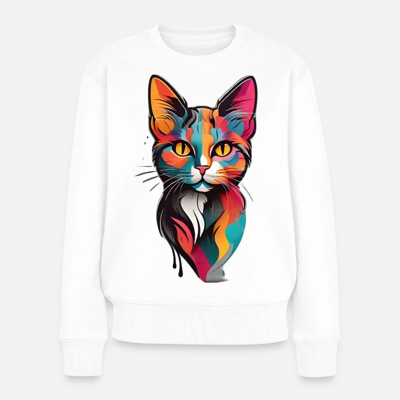 Visage de chat coloré - Pull Premium bio Femme - blanc