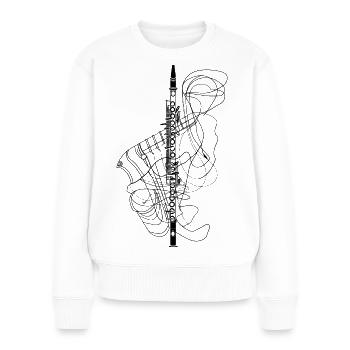 Flöte Skizze - Frauen Premium Bio Pullover - Weiß - Vorne - Julia (174cm)