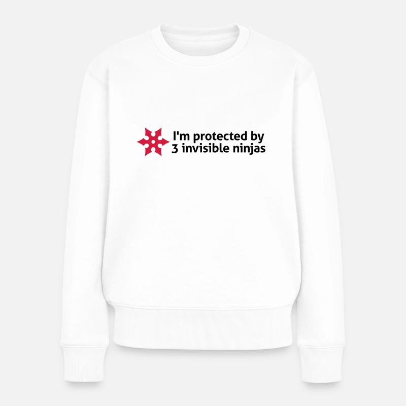 Je suis protégé par des ninjas invisibles! - Pull Premium bio Femme - blanc