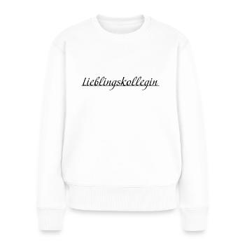 Lieblingskollegin schwarz - Frauen Premium Bio Pullover - Weiß - Vorne - Julia (174cm)
