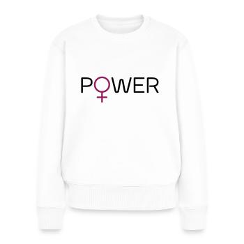 Powerfrau - Frauen Premium Bio Pullover - Weiß - Vorne - Julia (174cm)