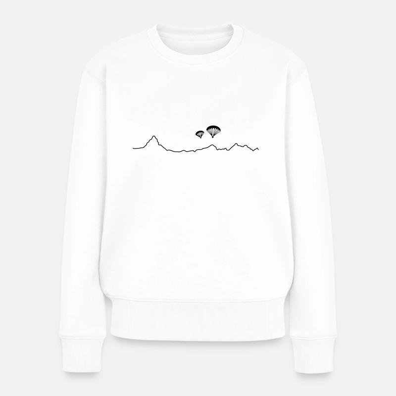 2 Paraglider über Bergkulisse - Frauen Premium Bio Pullover - Weiß