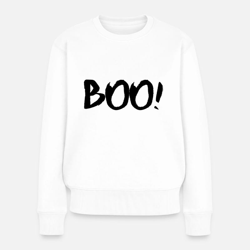 Boo Halloween Gruselig Gespenst Geschenk Geist - Frauen Premium Bio Pullover - Weiß