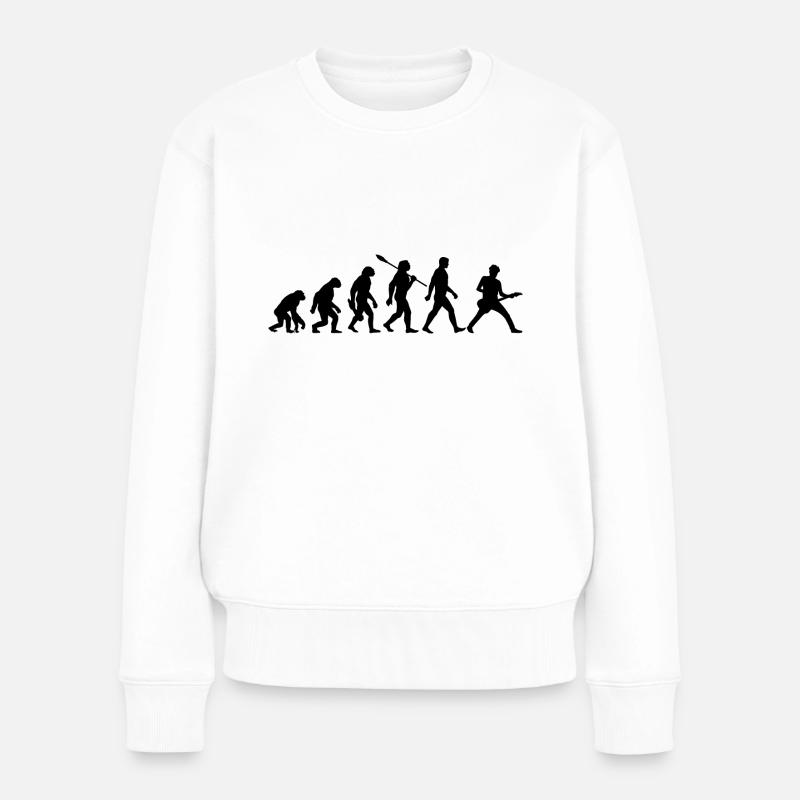 Evolution Gitarrist Rockmusiker - Frauen Premium Bio Pullover - Weiß