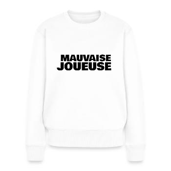 mauvaise joueuse - Pull Premium bio Femme - blanc - Devant - Julia (174cm)