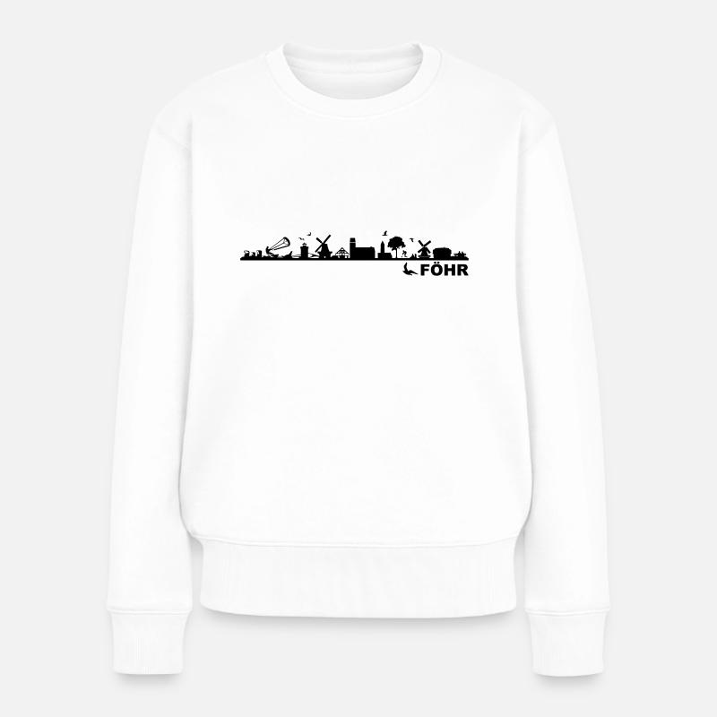 Skyline - Küste Föhr - Frauen Premium Bio Pullover - Weiß
