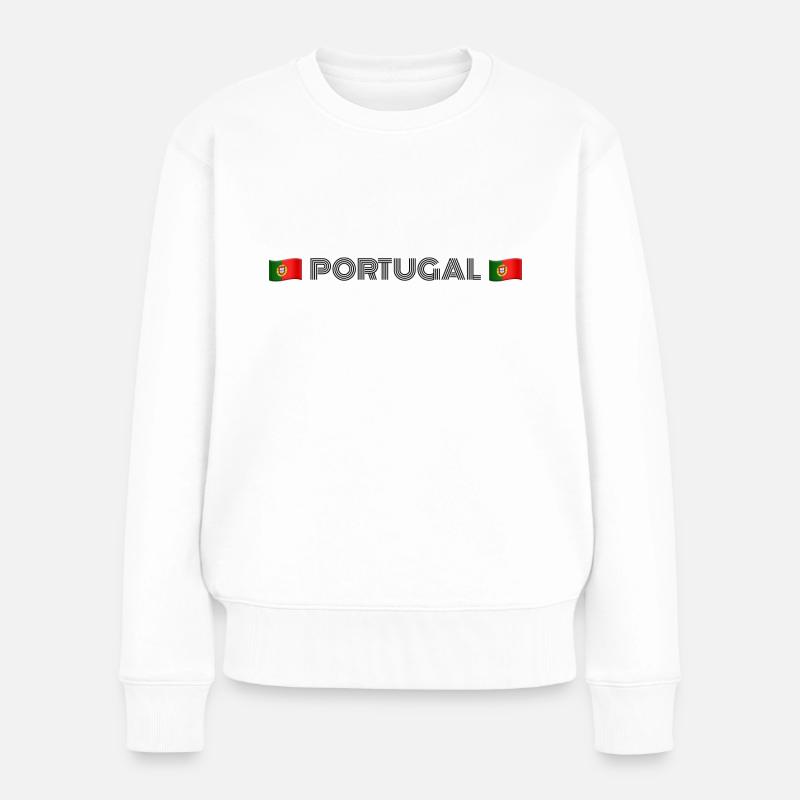PORTUGAL - Frauen Premium Bio Pullover - Weiß