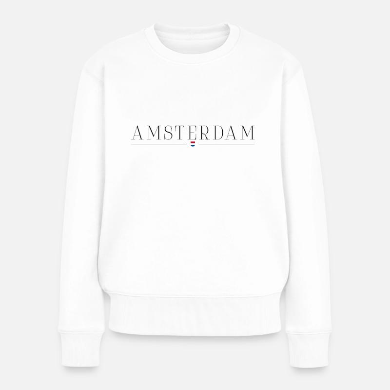Meet me in Amsterdam Netherlands - Frauen Premium Bio Pullover - Weiß