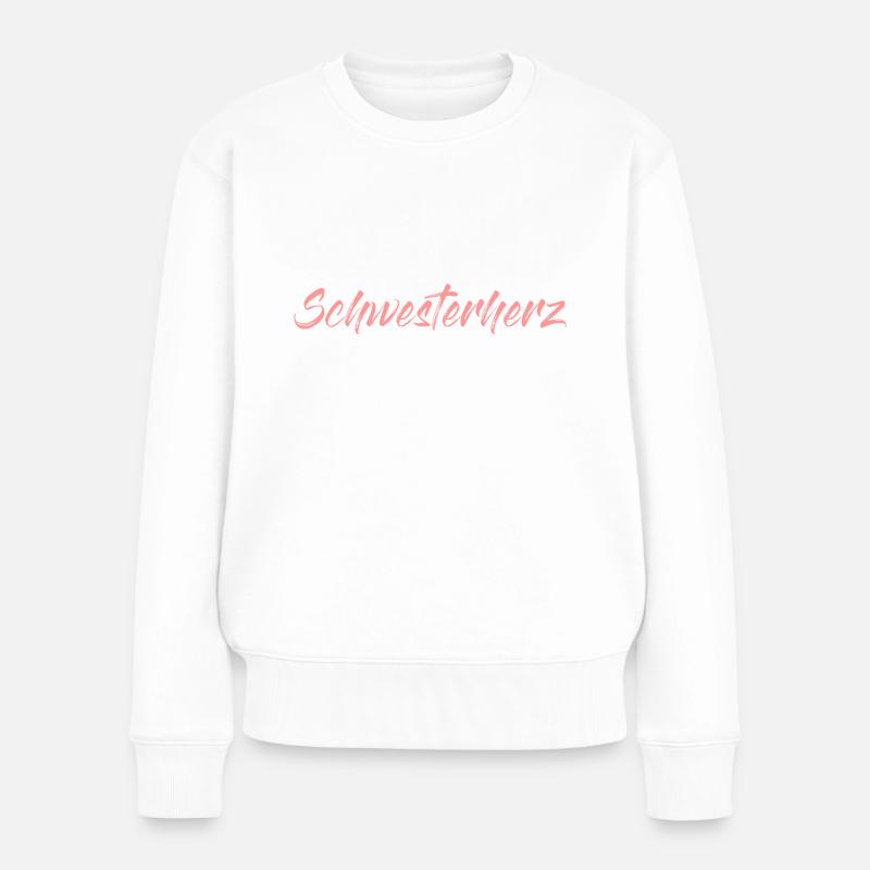 Schwesterherz in Rosa Geschenkidee für Schwestern - Frauen Premium Bio Pullover - Weiß