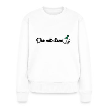 Die mit dem grünen Daumen - Frauen Premium Bio Pullover - Weiß - Vorne - Julia (174cm)