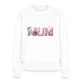 Schriftzug "Mum" Gärtnerin Geschenk - Frauen Premium Bio Pullover - Weiß - Vorne - Julia (174cm)