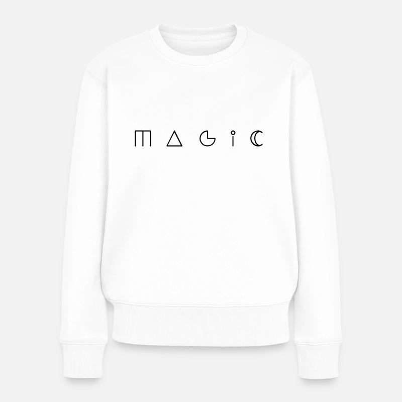 Magic Wort mit mystischen Symbolen Minimalismus - Frauen Premium Bio Pullover - Weiß