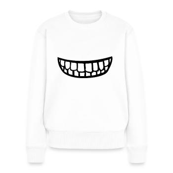 Lächeln Gesichtsmaske Zähne Mund Fun Geschenk - Frauen Premium Bio Pullover - Weiß - Vorne - Julia (174cm)