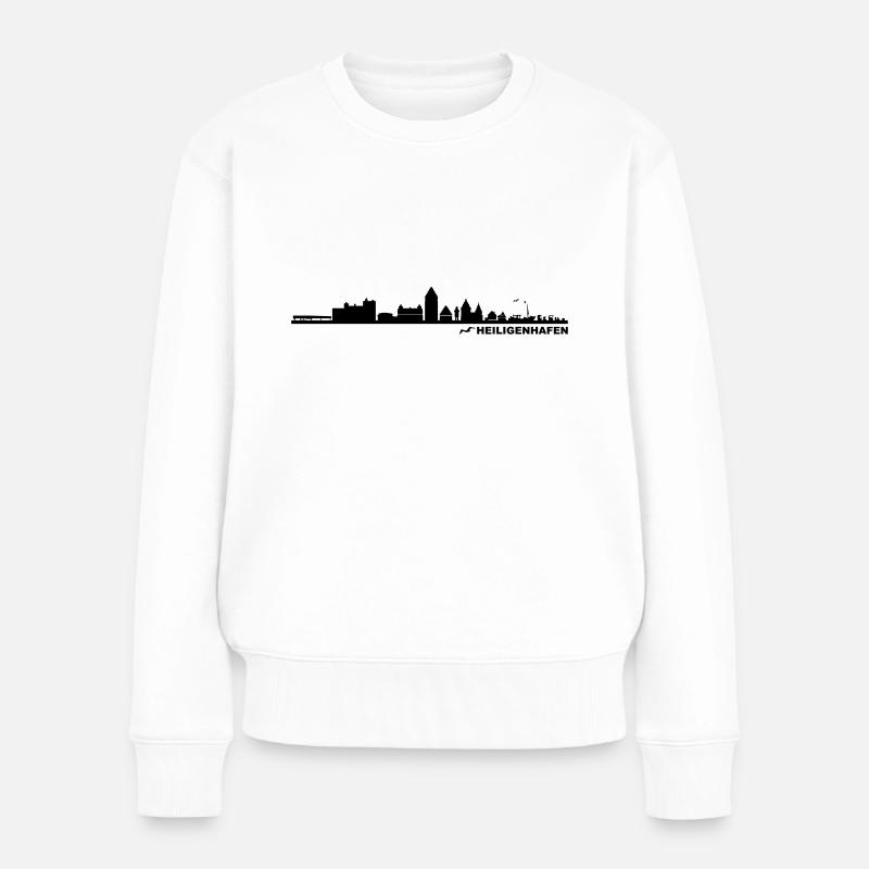 Skyline - Küste Heiligenhafen - Frauen Premium Bio Pullover - Weiß