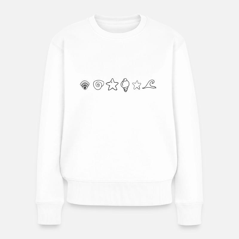 Meer, Muschel, Seestern, Welle, Meer - Frauen Premium Bio Pullover - Weiß
