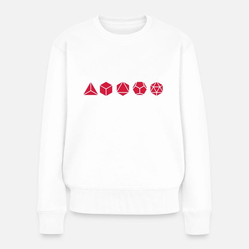Platonische Körper, Heilige Geometrie, Mathematik - Frauen Premium Bio Pullover - Weiß