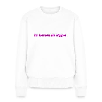Im Herzen ein Hippie - Frauen Premium Bio Pullover - Weiß - Vorne - Julia (174cm)