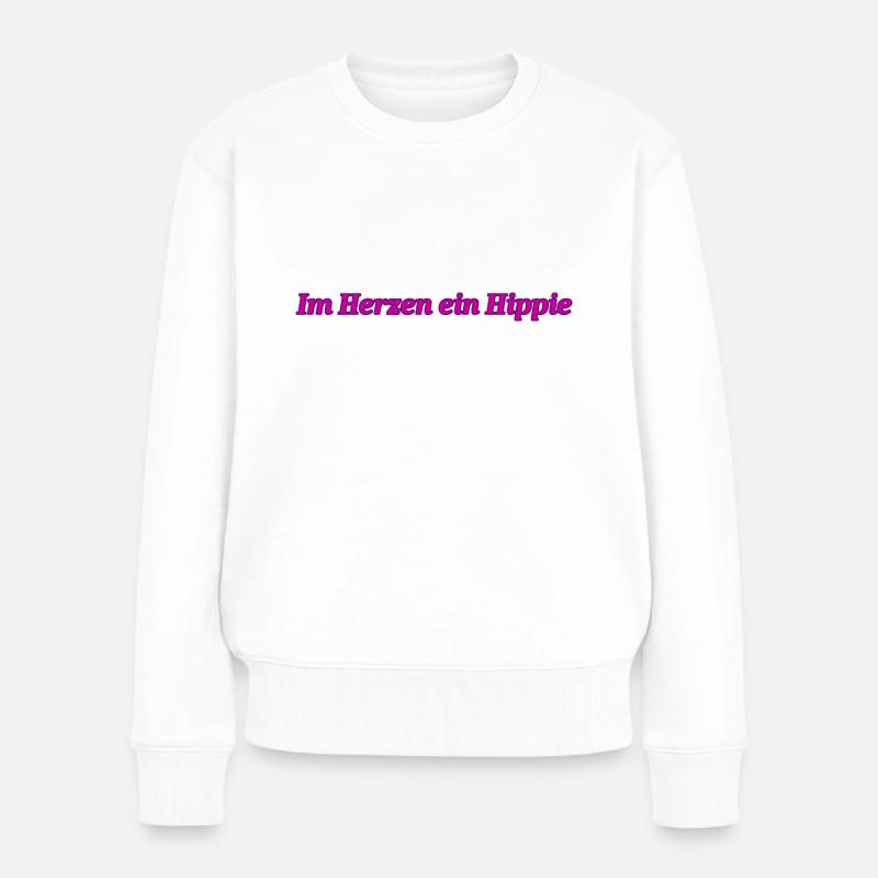 Im Herzen ein Hippie - Frauen Premium Bio Pullover - Weiß