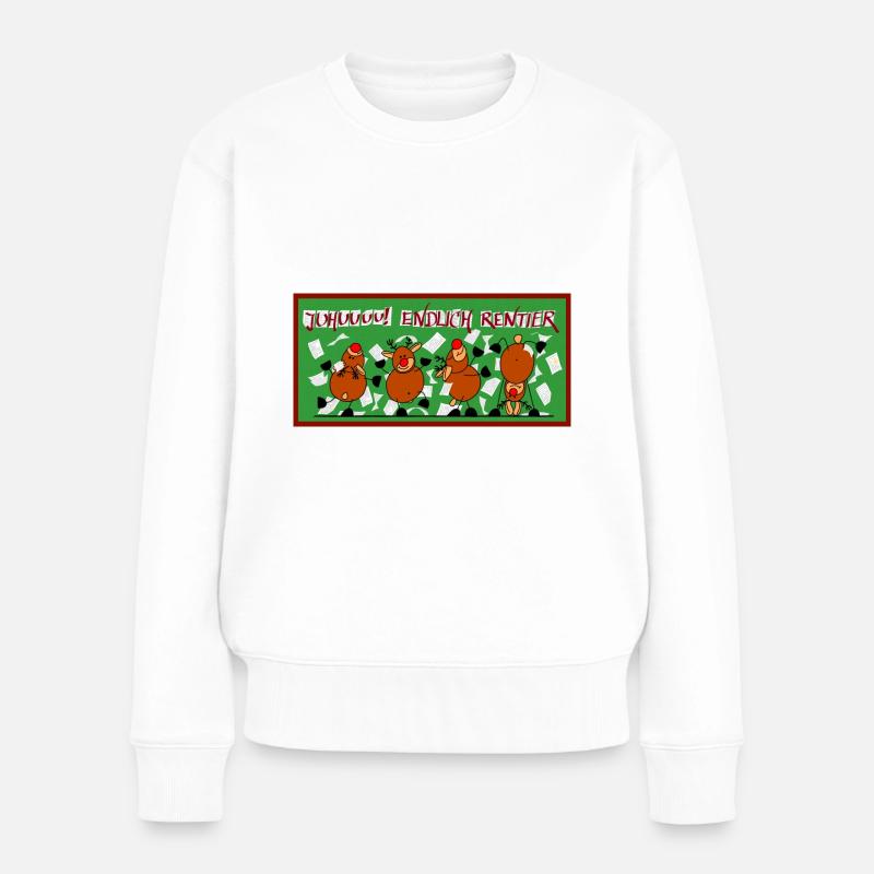 juhuuuu endlich Rentier - Frauen Premium Bio Pullover - Weiß