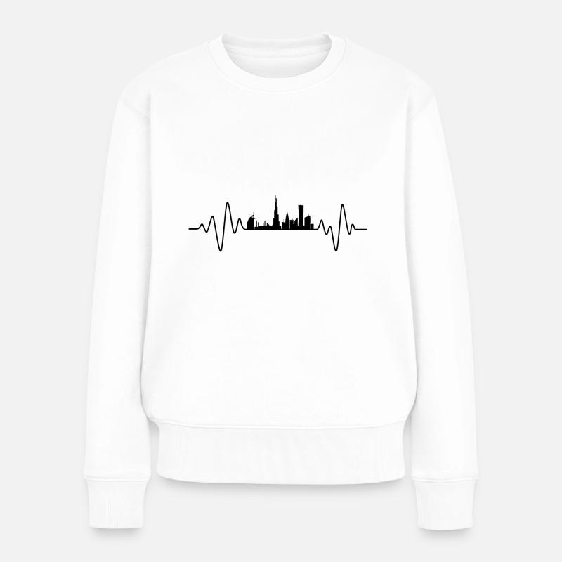 Dubaï Heartbeat Skyline Dubaï - Pull Premium bio Femme - blanc