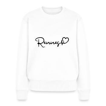 Rennes Heartbeat France Ville Rennes - Pull Premium bio Femme - blanc - Devant - Julia (174cm)