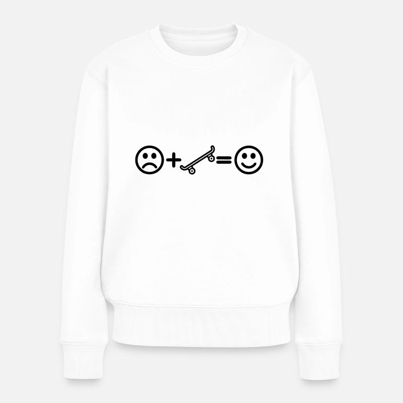 Skateboard Smiley Skater Skating - Frauen Premium Bio Pullover - Weiß