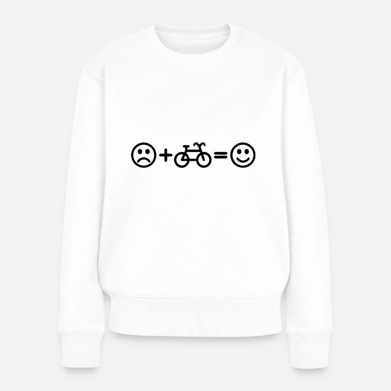 Fahrradfahrer Smiley - Frauen Premium Bio Pullover - Weiß