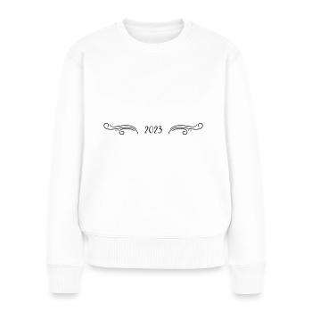 2023 - Jahr - Linie - Jahreswechsel - Frauen Premium Bio Pullover - Weiß - Vorne - Julia (174cm)