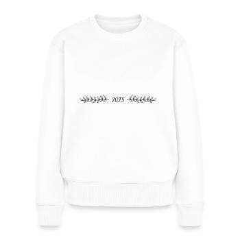 2023 - Jahr - Linie - Jahreswechsel - Frauen Premium Bio Pullover - Weiß - Vorne - Julia (174cm)