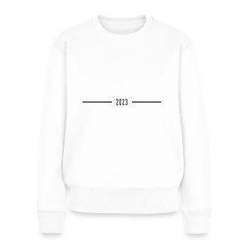 2023 - Jahr - Linie - Jahreswechsel - Frauen Premium Bio Pullover - Weiß - Vorne - Julia (174cm)