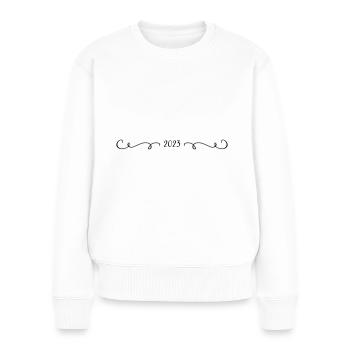 2023 - Jahr - Linie - Jahreswechsel - Frauen Premium Bio Pullover - Weiß - Vorne - Julia (174cm)